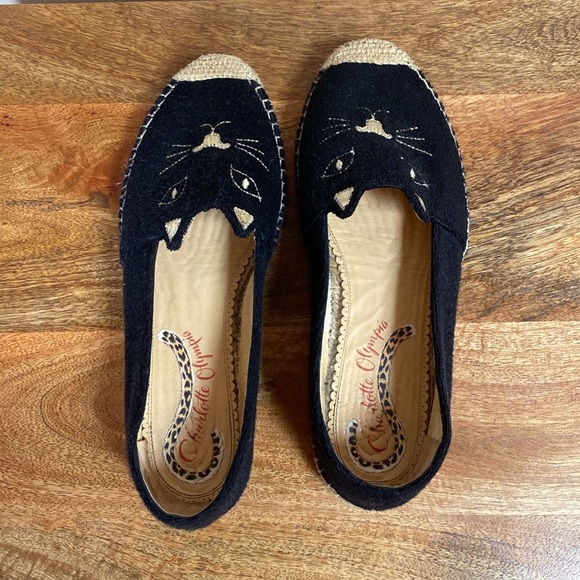 Charlotte Olympia Black Terrycloth KITTY ESPADRILLES  Shoes Raffia - Picture 3 of 16